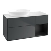 V&B Meuble sous lavabo Finion 120 cm, blanc mat, face bois mat laqué, milieu bois mat laqué