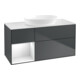 V&B Meuble sous-lavabo Finion 120 cm, blanc mat, gris laqué, poignée bleue laquée-1