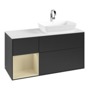 V&B Meuble sous lavabo Finion 120 cm, blanc mat, gris moyen laqué, bleu mat laqué