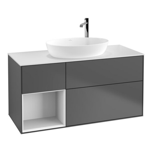 V&B Meuble sous lavabo Finion 120 cm, blanc mat, laqué, anthracite m