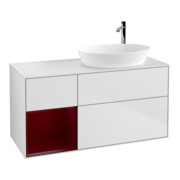V&B Meuble sous lavabo Finion 120 cm, blanc mat, laqué, avec éclairage mural-1