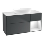 V&B Meuble sous lavabo Finion 120 cm, blanc mat, laqué brillant, avec tiroir laqué