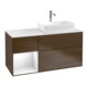 V&B Meuble sous lavabo Finion 120 cm, blanc mat, laqué, noyer veneer-1