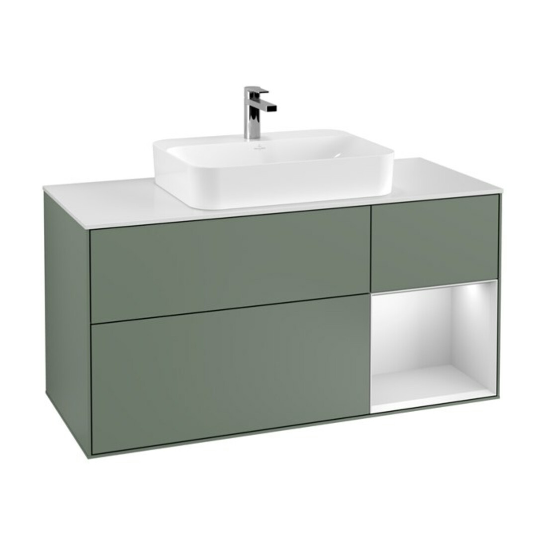 V&B Meuble sous lavabo Finion 120 cm, blanc mat, laqué rouge mat, huilé mat
