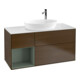 V&B Meuble sous-lavabo Finion 120 cm, blanc mat, plan de toilette huilé, placage noyer-1