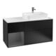 V&B Meuble sous lavabo Finion 120 cm, blanc mat, poignée alu mat, bleu mat laqué-1