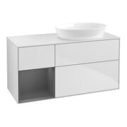 V&B Meuble sous lavabo Finion 120 cm, blanc mat, poignée alu mat laqué, blanc laqué