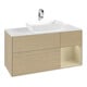 V&B Meuble sous lavabo Finion 120 cm, blanc mat, poignée argent mat, finition laquée, ouverture ventouse-3