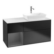 V&B Meuble sous-lavabo Finion 120 cm, blanc mat, poignée argent mat laqué, bleu mat laqué-1