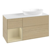V&B Meuble sous lavabo Finion 120 cm, blanc mat, poignée argent mat, laqué, ouverture à venir-3