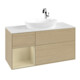 V&B Meuble sous lavabo Finion 120 cm, blanc mat, poignée argent mat, laqué, ouverture ven-1