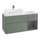 V&B Meuble sous-lavabo Finion 120 cm, blanc mat, poignée argent mat, olivier mat laqué-1