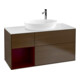 V&B Meuble sous lavabo Finion 120 cm, blanc mat, poignée en laque, noyer veinée-1