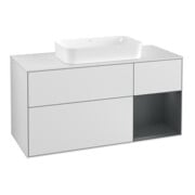 V&B Meuble sous lavabo Finion 120 cm, blanc mat, poignée en métal laqué blanc