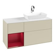 V&B Meuble sous lavabo Finion 120 cm, blanc mat, poignée en métal laqué, gris mat laqué