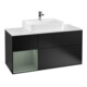 V&B Meuble sous lavabo Finion 120 cm, blanc mat, poignée laiton mat, bleu mat-1