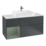 V&B Meuble sous lavabo Finion 120 cm, blanc mat, poignée laiton mat, laqué-1