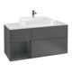 V&B Meuble sous lavabo Finion 120 cm, blanc mat, poignée laiton, miroir-1