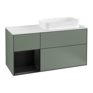 V&B Meuble sous lavabo Finion 120 cm, blanc mat, poignée laquée, huile mat laquée