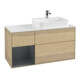 V&B Meuble sous lavabo Finion 120 cm, blanc mat, poignée latérale médiane bleue, laqué, ouverture à pression-1