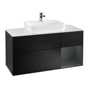 V&B Meuble sous lavabo Finion 120 cm, blanc mat, poignée rigide métal brillant, blanc mat laqué