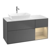 V&B Meuble sous-lavabo Finion 120 cm, blanc mat, porte à droite, anthracite mat