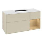 V&B Meuble sous lavabo Finion 120 cm, blanc mat, porte à droite, gris mat laqué-3