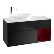 V&B Meuble sous-lavabo Finion 120 cm, blanc mat, porte à fermeture douce, bleu mat-1