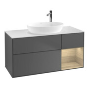 V&B Meuble sous lavabo Finion 120 cm, blanc mat, porte battante, anthracite mat-1