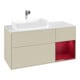 V&B Meuble sous lavabo Finion 120 cm, blanc mat, porte droite Peo, gris clair mat laqué-1
