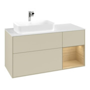 V&B Meuble sous lavabo Finion 120 cm, blanc mat, porte droite, poignée argent mat laqué-4