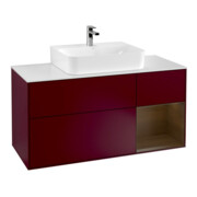 V&B Meuble sous lavabo Finion 120 cm, blanc mat, porte droite, poignée métal