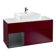 V&B Meuble sous lavabo Finion 120 cm, blanc mat, porte gauche avec lac, poignée métal