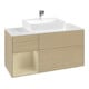 V&B Meuble sous lavabo Finion 120 cm, blanc mat, porte gauche, gris mat laqué, poignée ven-1