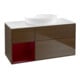 V&B Meuble sous lavabo Finion 120 cm, blanc mat, porte Peo mat laqué, noyer veinée-1