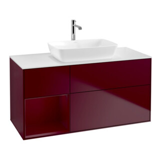 V&B Meuble sous lavabo Finion 120 cm, blanc mat, porte Peo mat laqué, Peo mat