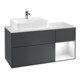 V&B Meuble sous-lavabo Finion 120 cm, blanc mat, porte rigide gris, avec plan en laque bleu-1