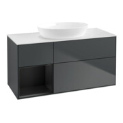 V&B Meuble sous lavabo Finion 120 cm, blanc mat, rangée blanche mat laquée, avec tiroirs mat laqués-1
