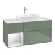 V&B Meuble sous lavabo Finion 120 cm, blanc mat, rangement blanc laqué, olivier laqué-1