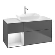 V&B Meuble sous lavabo Finion 120 cm, blanc mat, rangement blanc mat laqué, anthracite mat-1