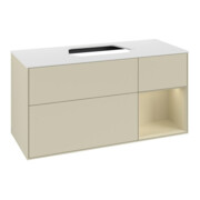 V&B Meuble sous lavabo Finion 120 cm, blanc mat, rangement gris mat Laque, gris mat Laque-4