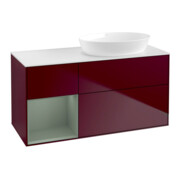 V&B Meuble sous lavabo Finion 120 cm, blanc mat, rangement huile mat, poignée m