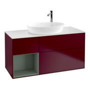 V&B Meuble sous lavabo Finion 120 cm, blanc mat, rangement huilé mat, poignée m-1