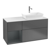 V&B Meuble sous lavabo Finion 120 cm, blanc mat, rangement moyen mat laqué, anthracite m