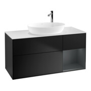 V&B Meuble sous lavabo Finion 120 cm, blanc mat, rangement moyen mat laqué, bleu mat laqué