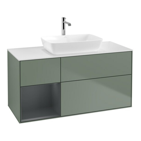 V&B Meuble sous lavabo Finion 120 cm, blanc mat, rangement moyen mat laqué, huile mat laqué