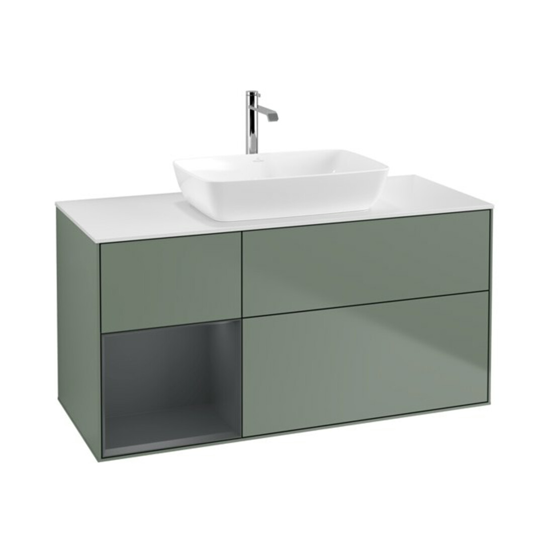 V&B Meuble sous lavabo Finion 120 cm, blanc mat, rangement moyen mat laqué, huile mat laqué