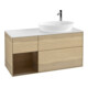V&B Meuble sous lavabo Finion 120 cm, blanc mat, rangement noyer, poignée noyer-1