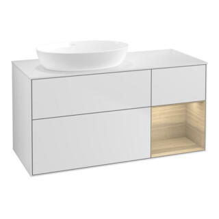 V&B Meuble sous lavabo Finion 120 cm, blanc mat, rangement ouvert, blanc mat laqué