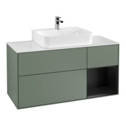 V&B Meuble sous lavabo Finion 120 cm, blanc mat, rangement rabattable mat laqué, huile mat laqué-1